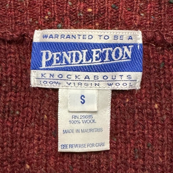 Vintage Pendleton 100% Virgin Wool Speckled Red Knit Cardigan Sweater Sz Small - Picture 2 of 10